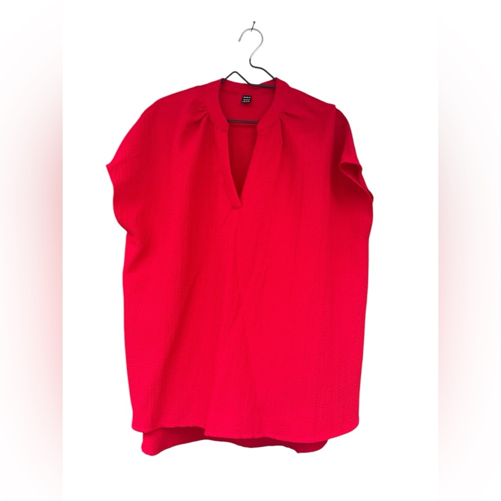 SHEIN size XL V-Neck Bright Red Sleeveless Blouse